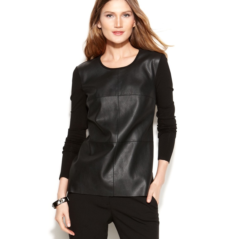 Vince Camuto perforated faux leather panel top